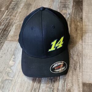 Mens Black Yellow #14 Flexfit Hat Cap L/XL Chase Briscoe Clint Bowyer Aston F1